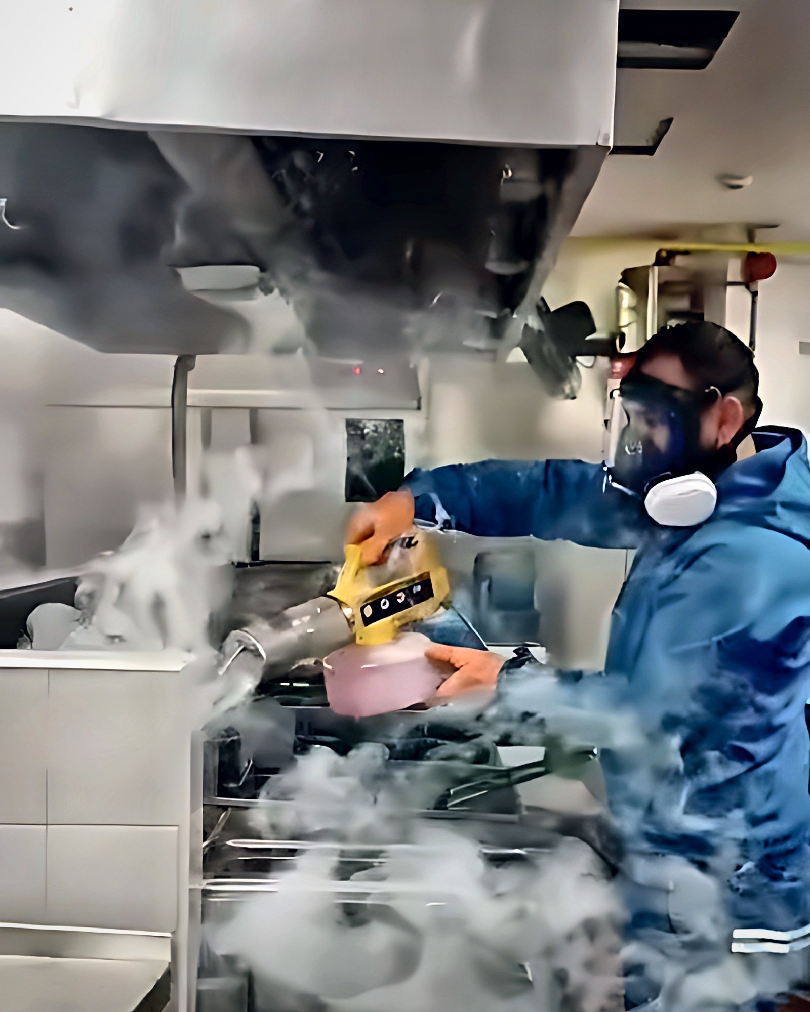 PPS technician carrying out a controlled treatment in a commercial kitchen
